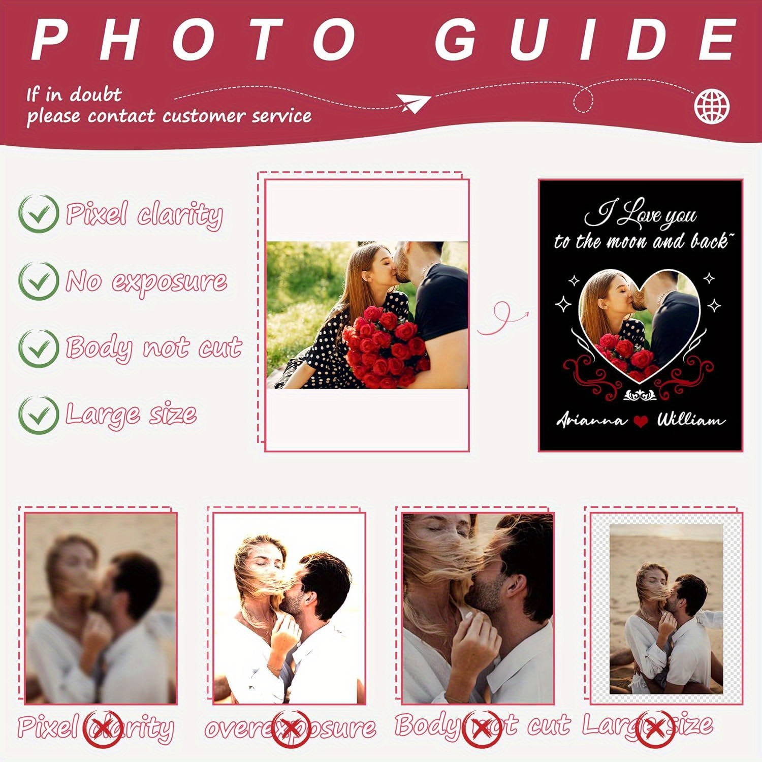 Personalized Photo Blanket with Custom Photos & Text